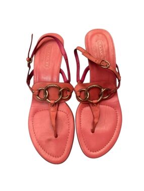 Coach Gladys Coral Pink Strappy Slingback Vintage Sandal 7